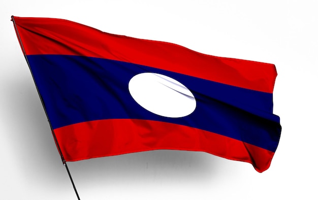 Laos bandeira 3D agitando e fundo branco Imagem