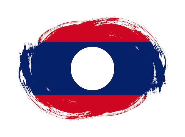 Laos-Flagge im abgerundeten Pinselstrichhintergrund