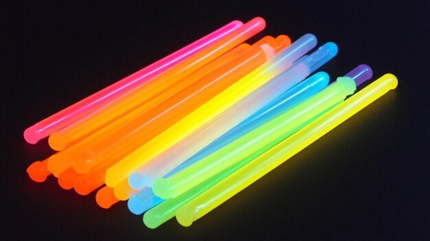 Los lápices de colores arco iris se muestran en un fondo negro.