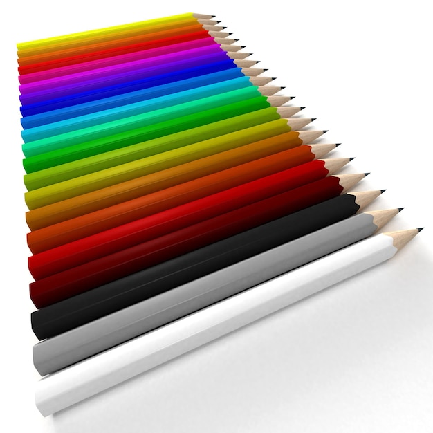 Lápices de diferentes colores en posición diagonal