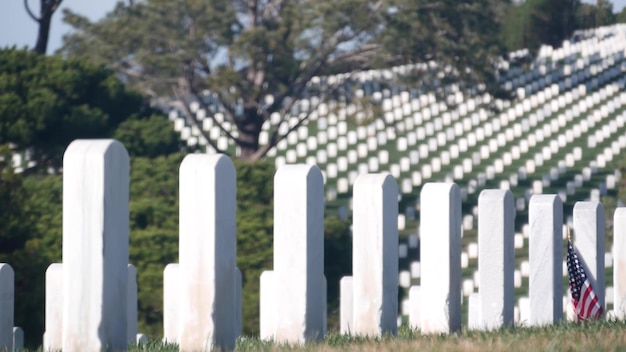 Lápidas y cementerio conmemorativo militar nacional de la bandera americana en los E.E.U.U.
