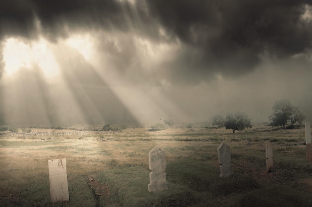 Lápidas en el cementerio