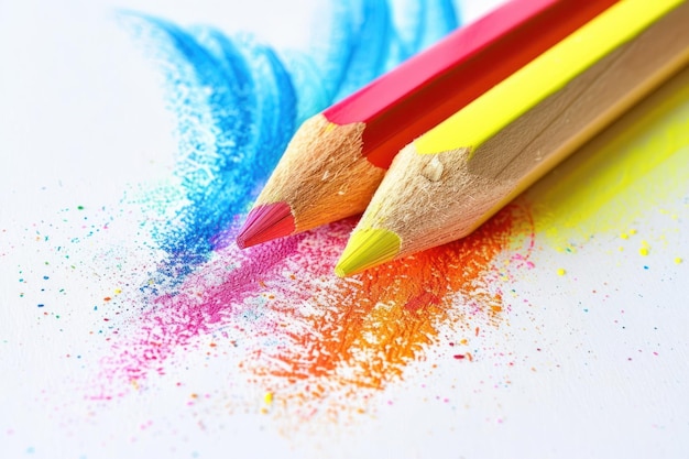 lápis colorido em fundo branco lápis coloridos de madeira