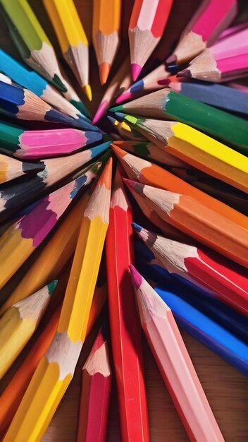 Lápis de cor isolados em fundo branco de perto
