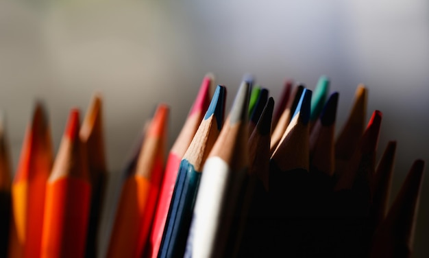 lápis de cor muitas opiniões diferentes conceito educacional