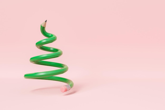 Lápis espiral verde como árvore de Natal