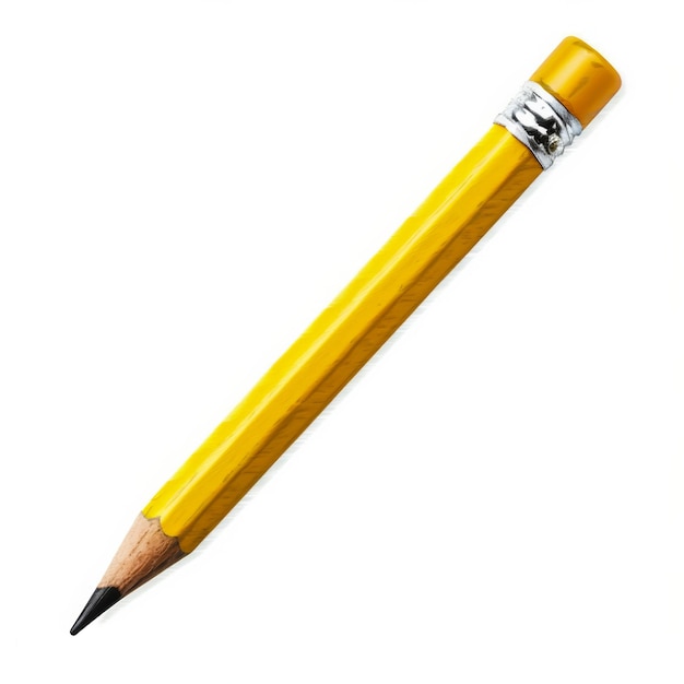 Lápiz amarillo vibrante con borrador de colores Ilustración de acuarela sobre fondo blanco