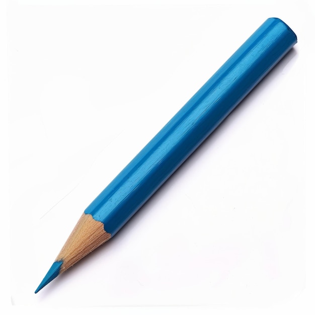 Lápiz azul aislado sobre fondo blanco.
