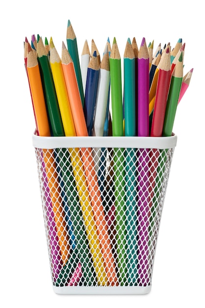 Lápiz de colores cubo aislado fondo blanco