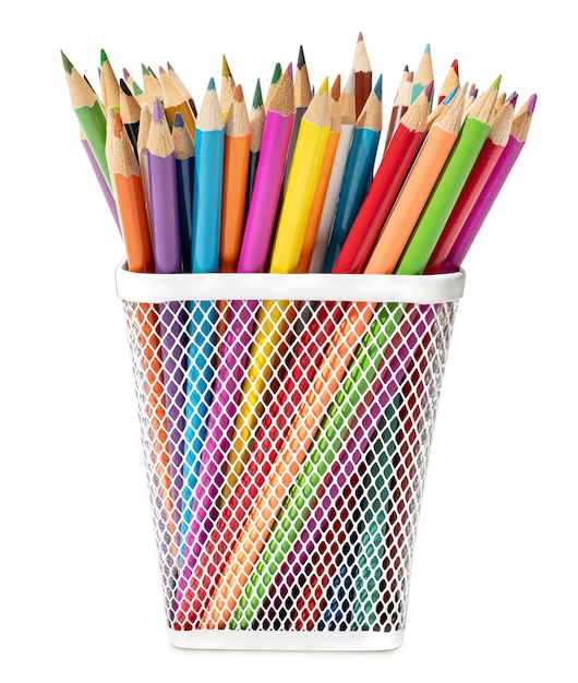 Lápiz de colores cubo aislado fondo blanco