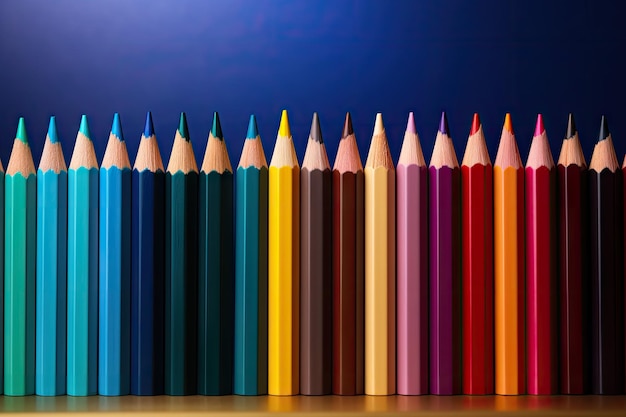 Lápiz de colores con lados alineados en formato de encabezado ancho