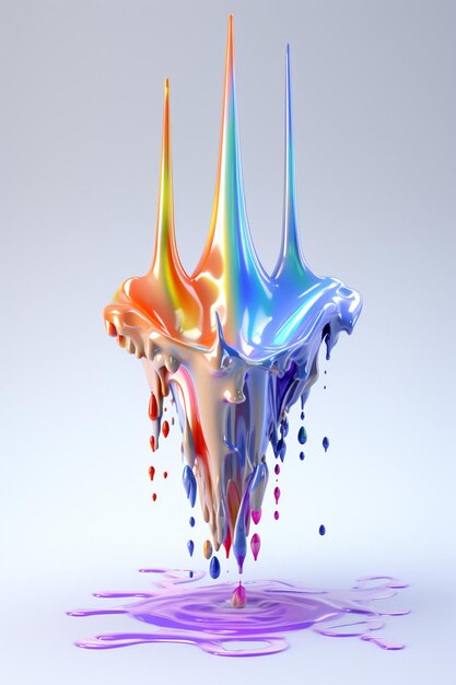 El lápiz de fusión en el estilo de fusión de formas 3D simplificada forma abstracta cromo líquido
