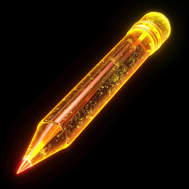 un lápiz iluminado con una luz naranja de neón en él