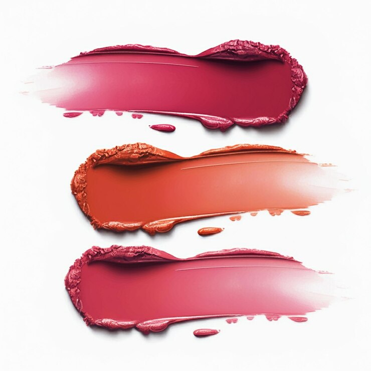 un lápiz labial rojo con un color de labio rosa