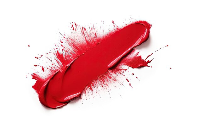 Foto lápiz labial rojo con manchas aisladas en blanco