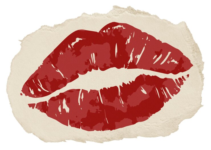 Foto el lápiz labial rojo png mancha pegatina papel rasgado sobre un fondo transparente