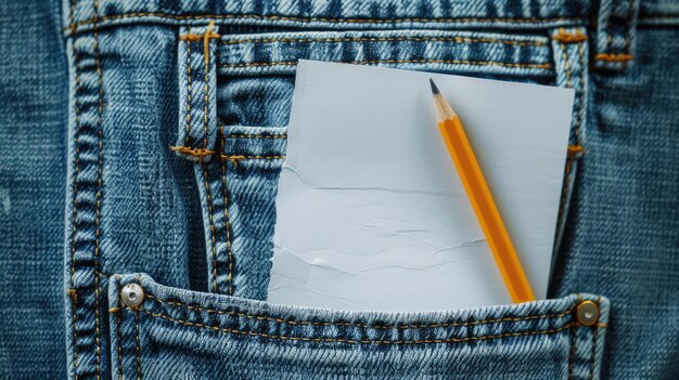 Foto un lápiz que sobresale del bolsillo trasero de un par de vaqueros perfecto para conceptos educativos o casuales