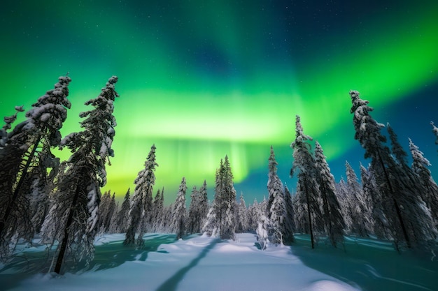 Lappland Finnland, wo die mystische Nordlichter den Nachthimmel schmücken