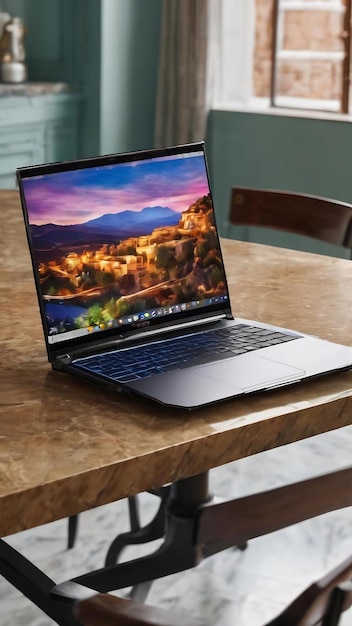 Laptop auf einem Marmortisch