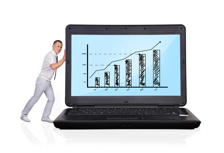 Foto laptop con carta de negocios