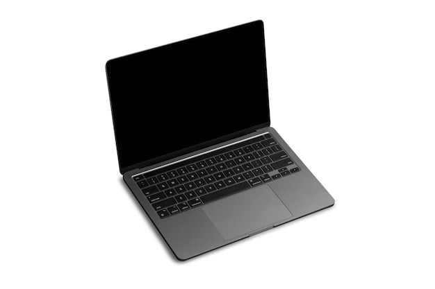 Laptop cinza isolado no fundo branco, inclui com sombras