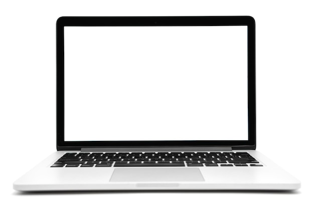 Laptop com tela em branco, isolada no fundo branco