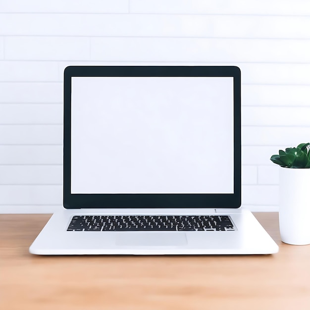 Laptop com tela em branco na mesa