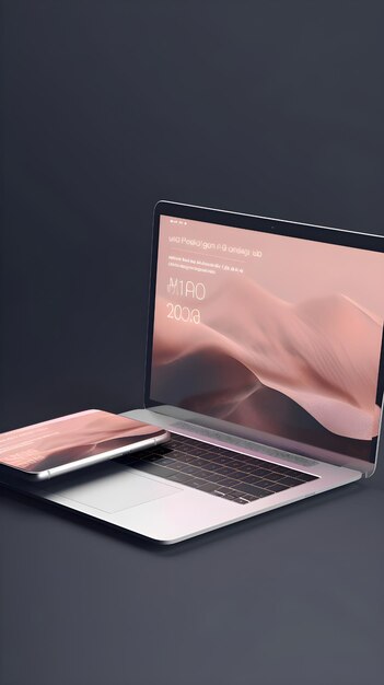Laptop com uma tela em branco em um fundo escuro renderização 3d