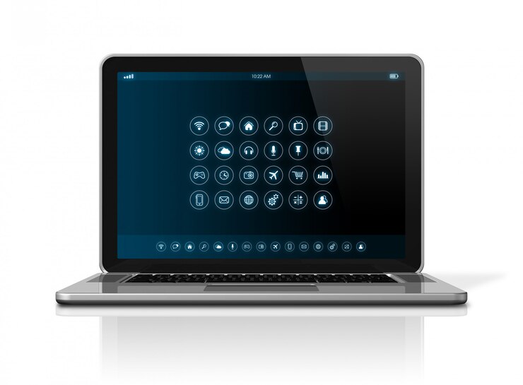 Foto laptop-computer - apps ikonenschnittstelle