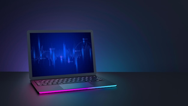 Laptop-Computer mit blauer rosa Beleuchtung