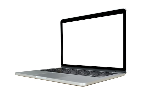 Laptop-Computer mit leerem Bildschirm lokalisiert auf weißem Hintergrund