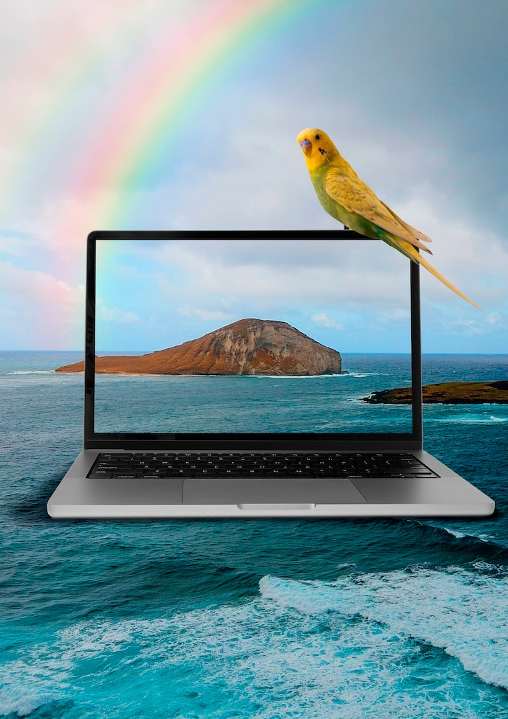 Laptop en concepto de naturaleza