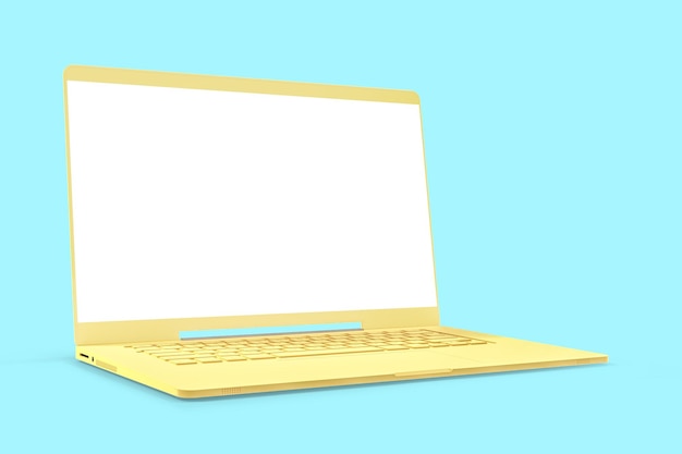 Laptop contra un fondo azul