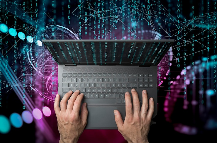 Foto laptop con datos analíticos creado con tecnología generativa ai