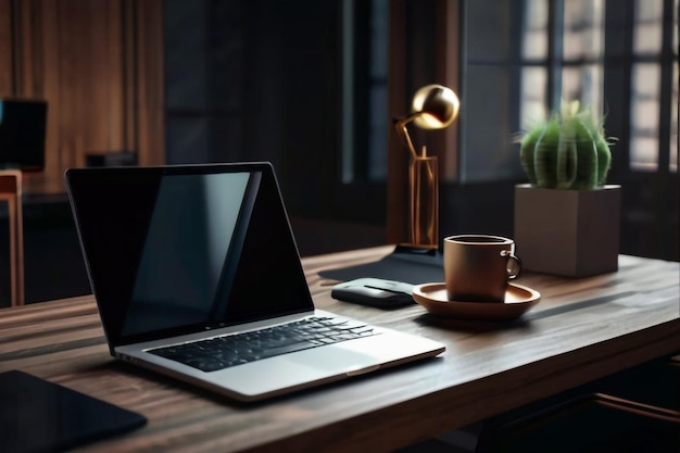 laptop de escritório na mesa