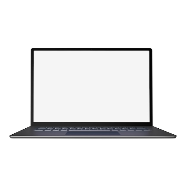 Laptop de modelo em branco branco isolado em um fundo branco