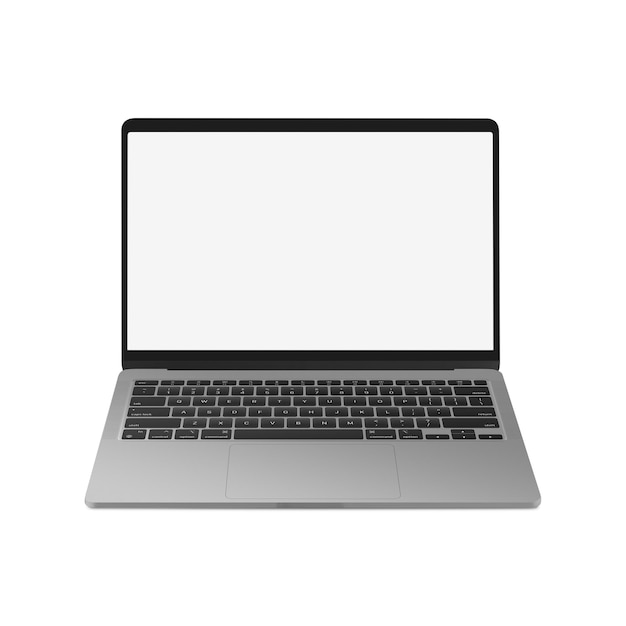 Laptop de modelo em branco branco isolado em um fundo branco