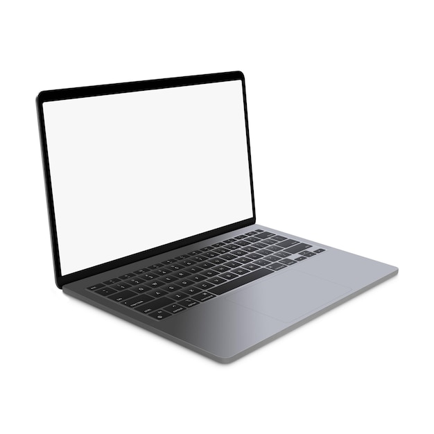 Laptop de modelo em branco branco isolado em um fundo branco