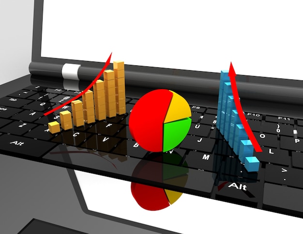 Laptop e gráfico. conceito de negócios