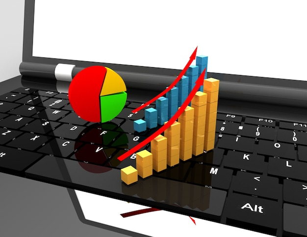 Laptop e gráfico. conceito de negócios