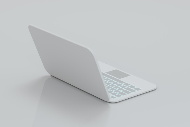 Laptop con fondo blanco concepto tecnológico renderizado 3d