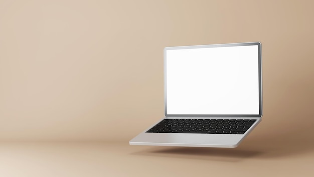 Laptop en un fondo vacío Mockup 3D rendering