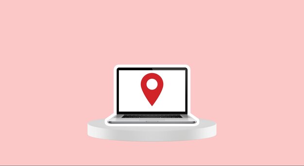 Laptop con el ícono de un lugar en el mapa