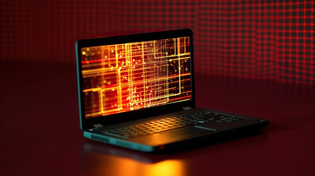 Laptop im Datenmanagement mit vernetztem Kopierraum