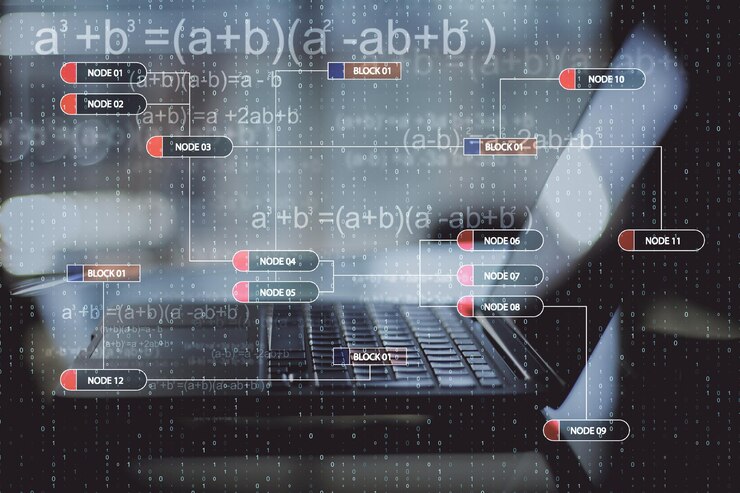 Foto laptop con interfaz de big data