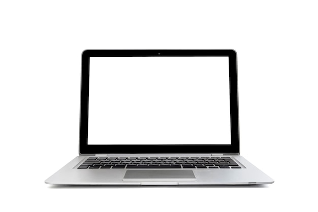 Laptop isolado com uma tela em branco em um fundo branco