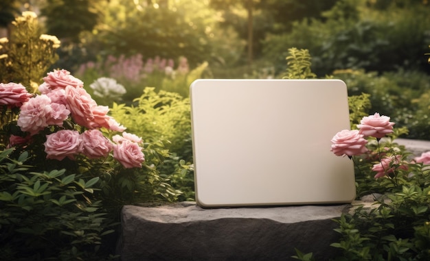 Laptop en el jardín