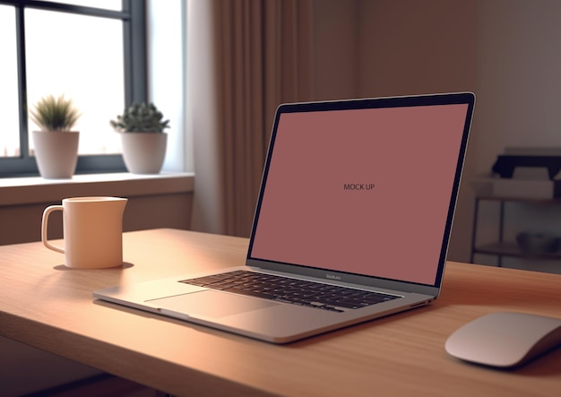 laptop mac book air mockup en estilo minimalista en escritorio insignificancia v 51 ar 75 q 2