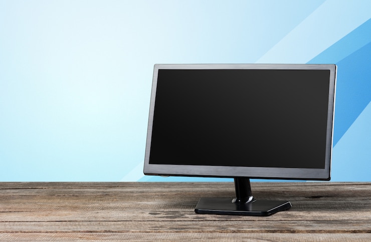 Foto laptop en mesa de madera