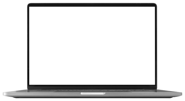 Laptop mit dem unbelegten Bildschirm getrennt auf weißem Hintergrund